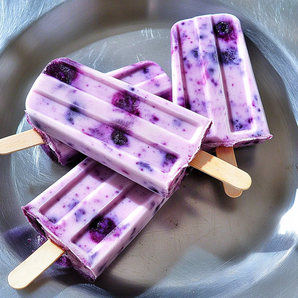 4 Ingredient Blueberry Yogurt Popsicles
