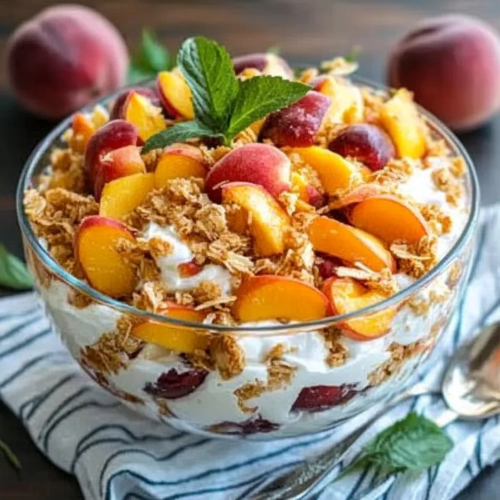 Peach Cobbler Cheesecake Fruit Salad