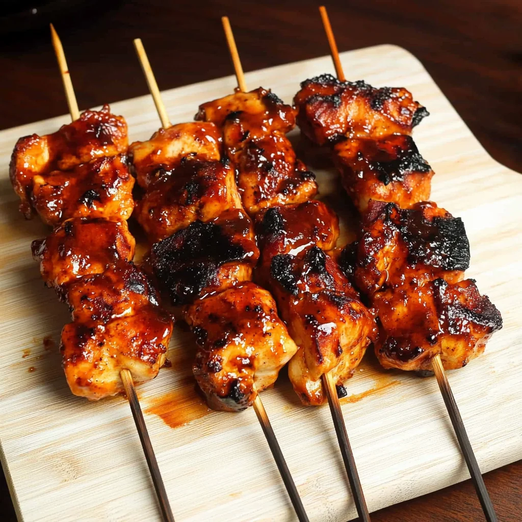 Bourbon Turkey Bacon BBQ Chicken Kebabs Recipe