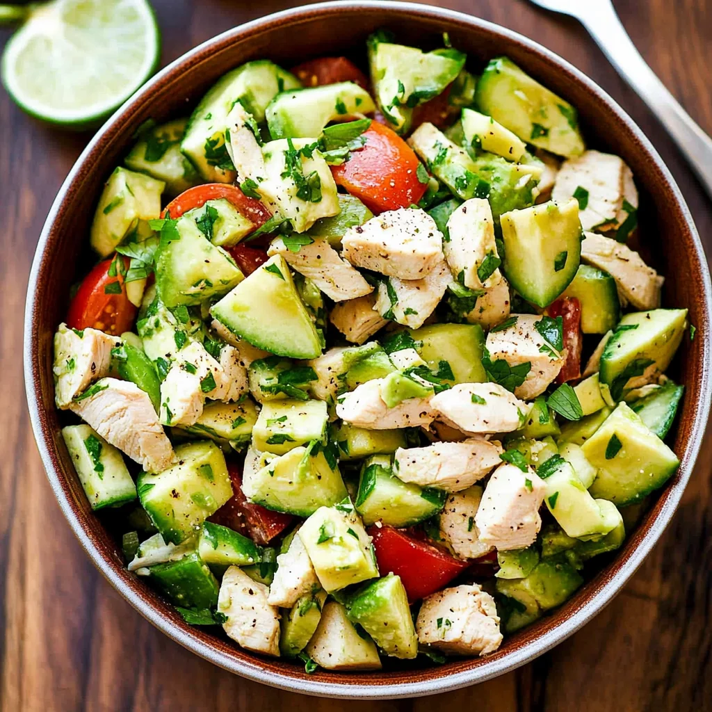 Chicken Cucumber Avocado Salad (NO COOK)