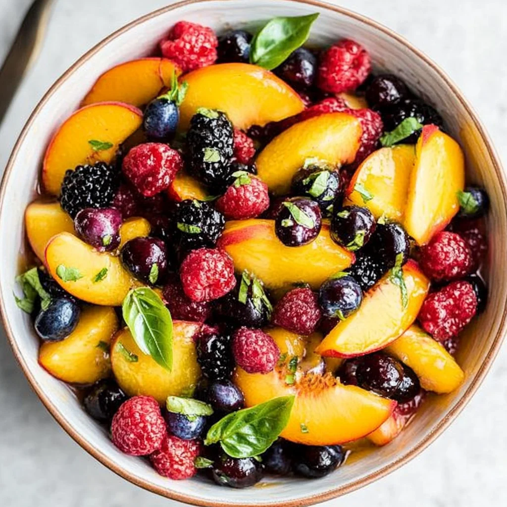 Honey Lime Basil Peach Fruit Salad
