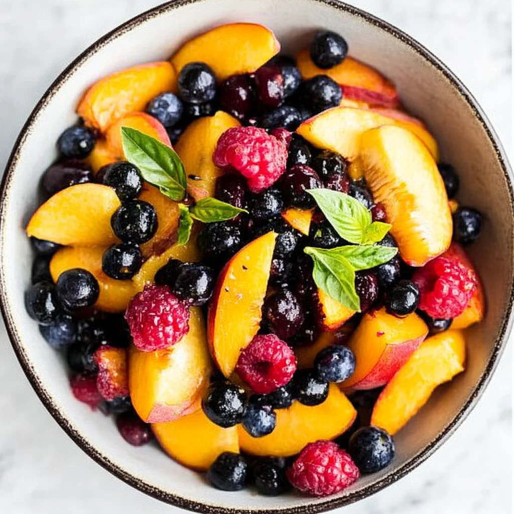 Honey Lime Basil Peach Fruit Salad