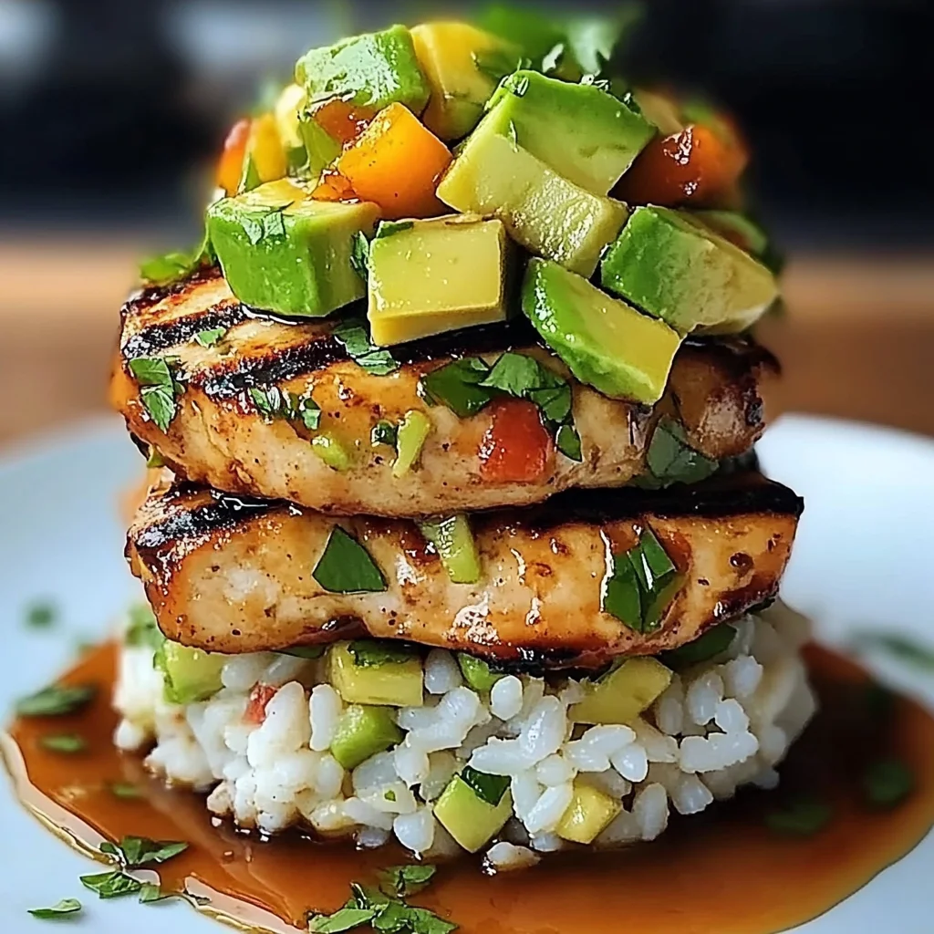 Honey Lime Chicken & Avocado Rice Stack Ready in 20 minutes, a burst of fresh flavor!