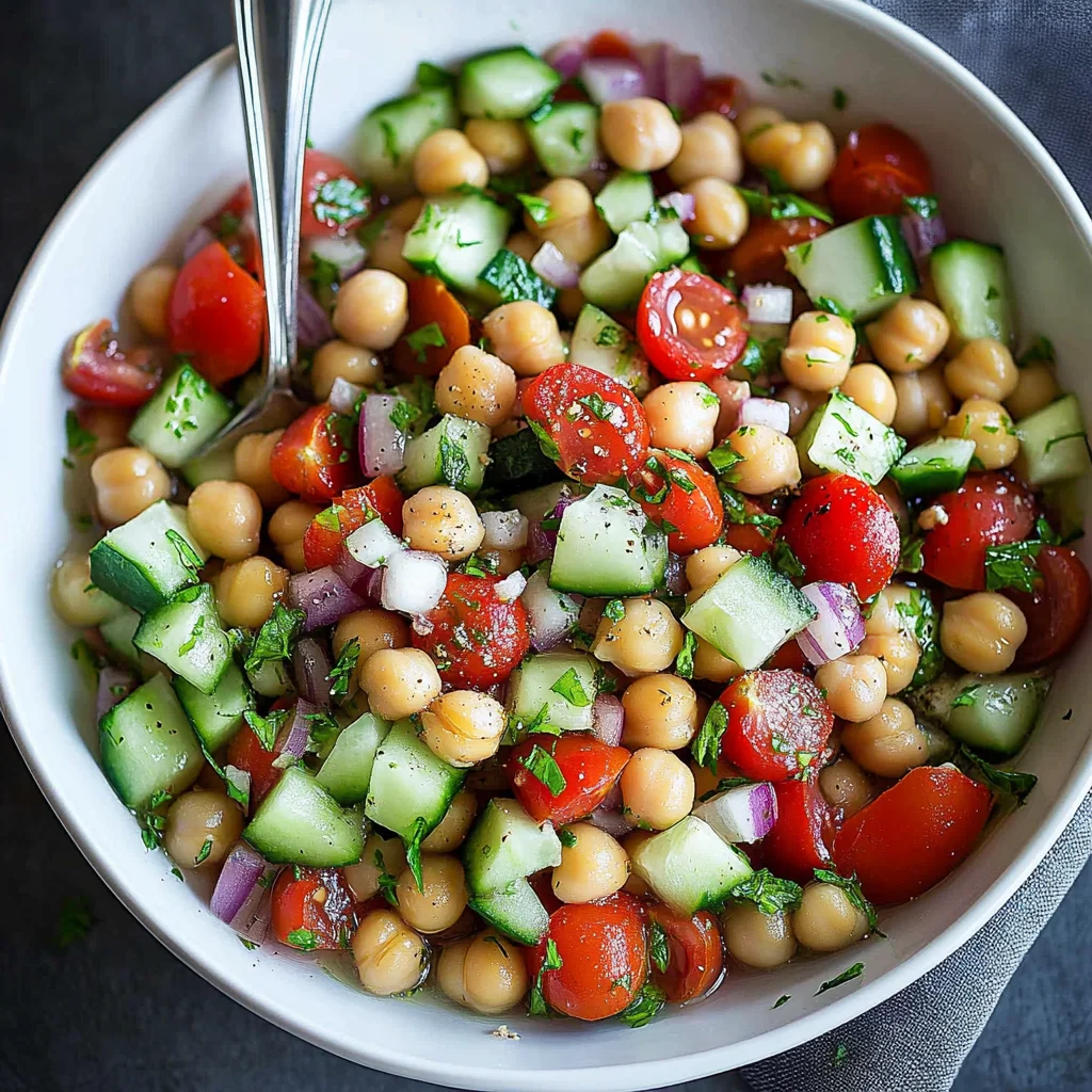 Marinated Chickpeas with Tomatoes and Cucumber