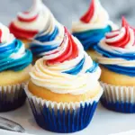 Red White and Blue Funfetti Cupcakes for 4th of July