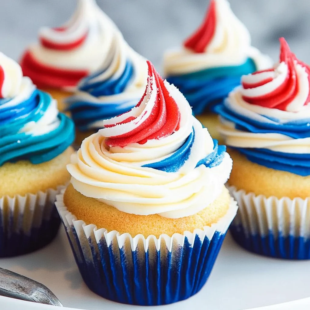 Red White and Blue Funfetti Cupcakes for 4th of July
