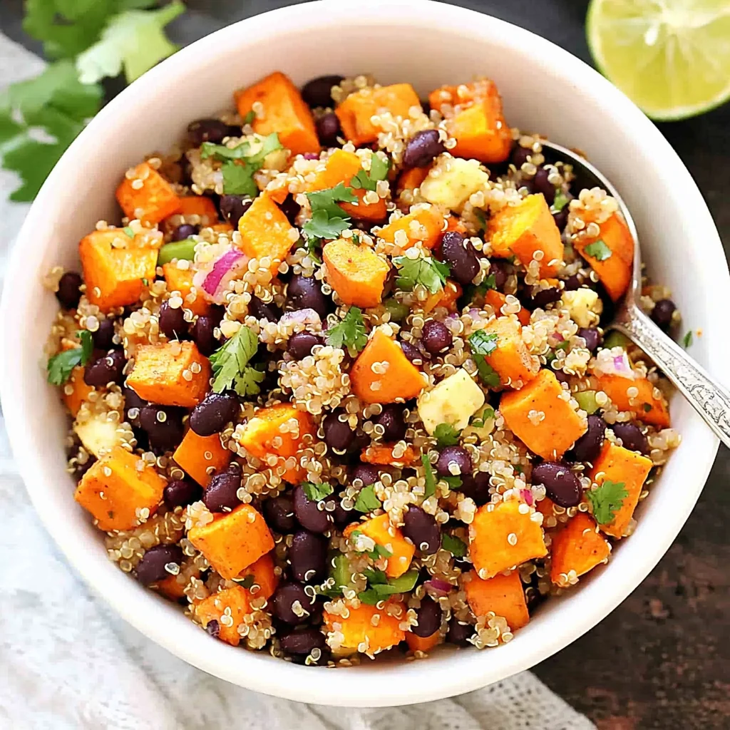 Roasted Sweet Potato Black Bean Quinoa Salad recipe