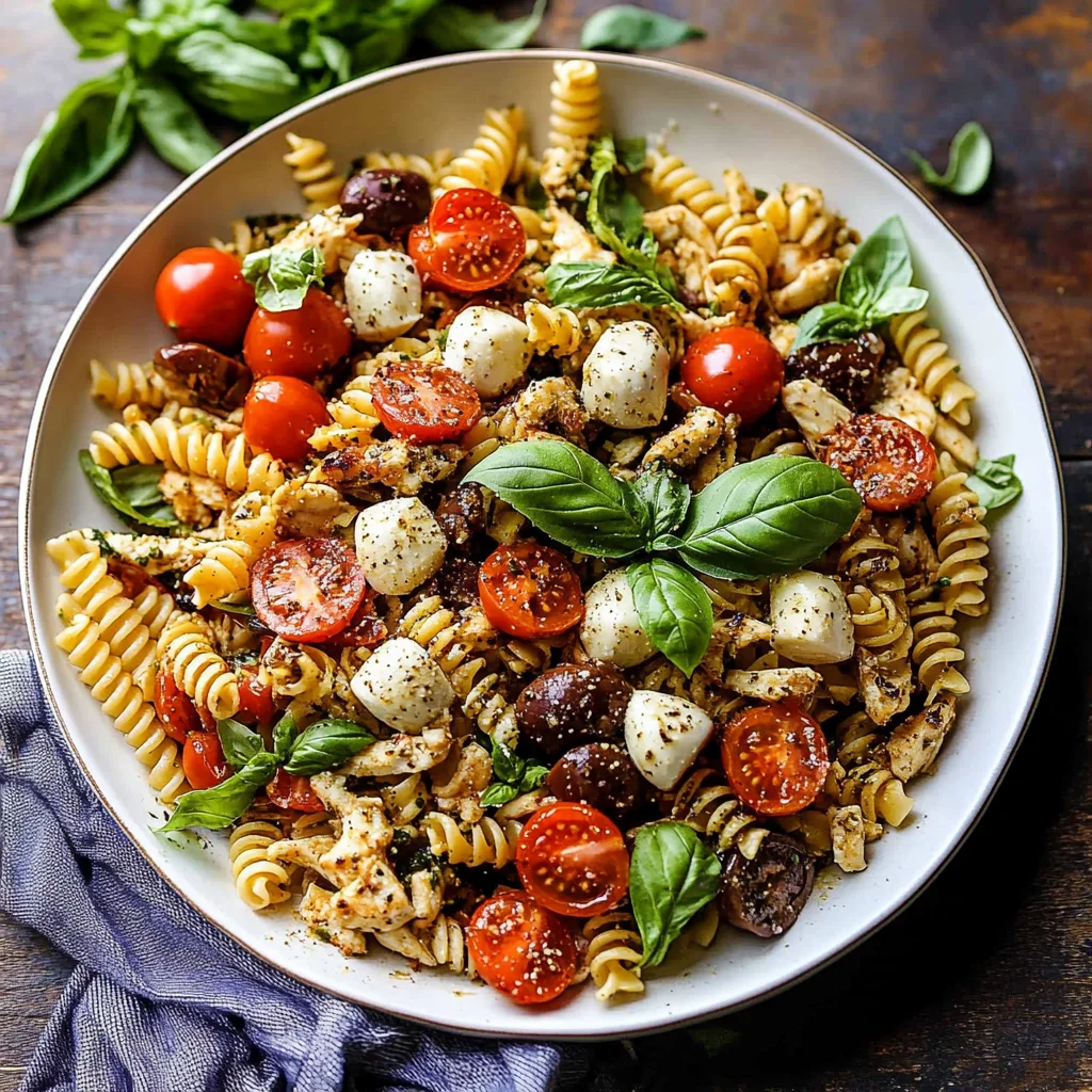 Caprese Chicken Pasta Salad