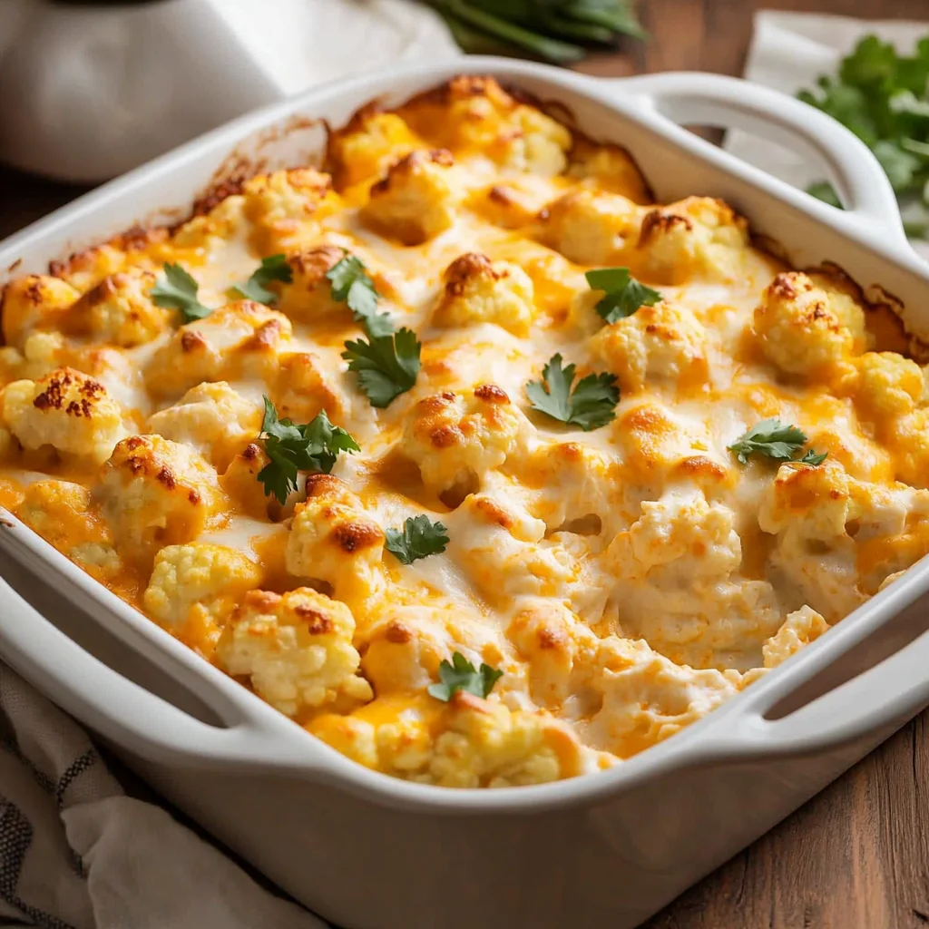 Creamy Buffalo Chicken Cauliflower Casserole Recipe