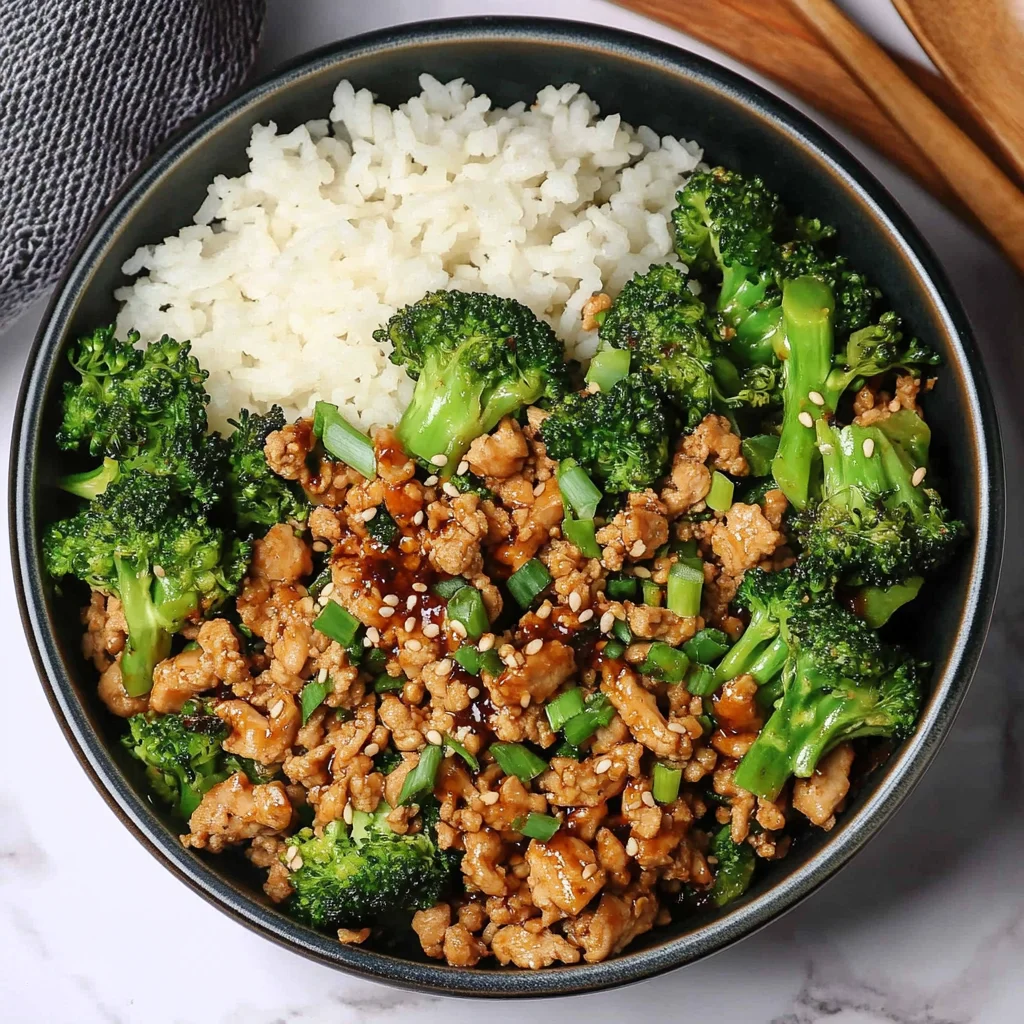 Honey Sriracha Ground Chicken and Broccoli