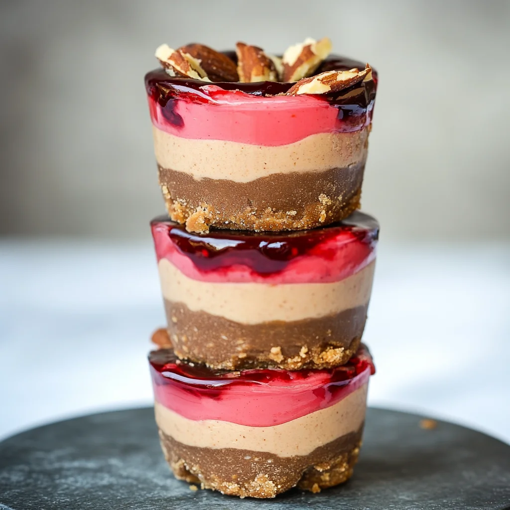 No-Bake Vegan Peanut Butter & Jelly Cheesecakes