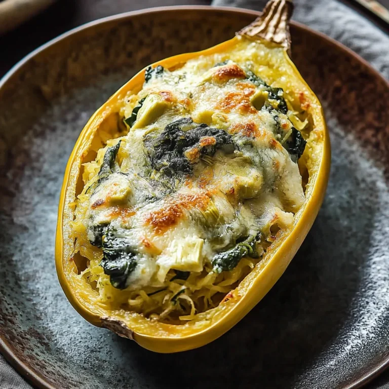 Spinach and Artichoke Stuffed Spaghetti Squash