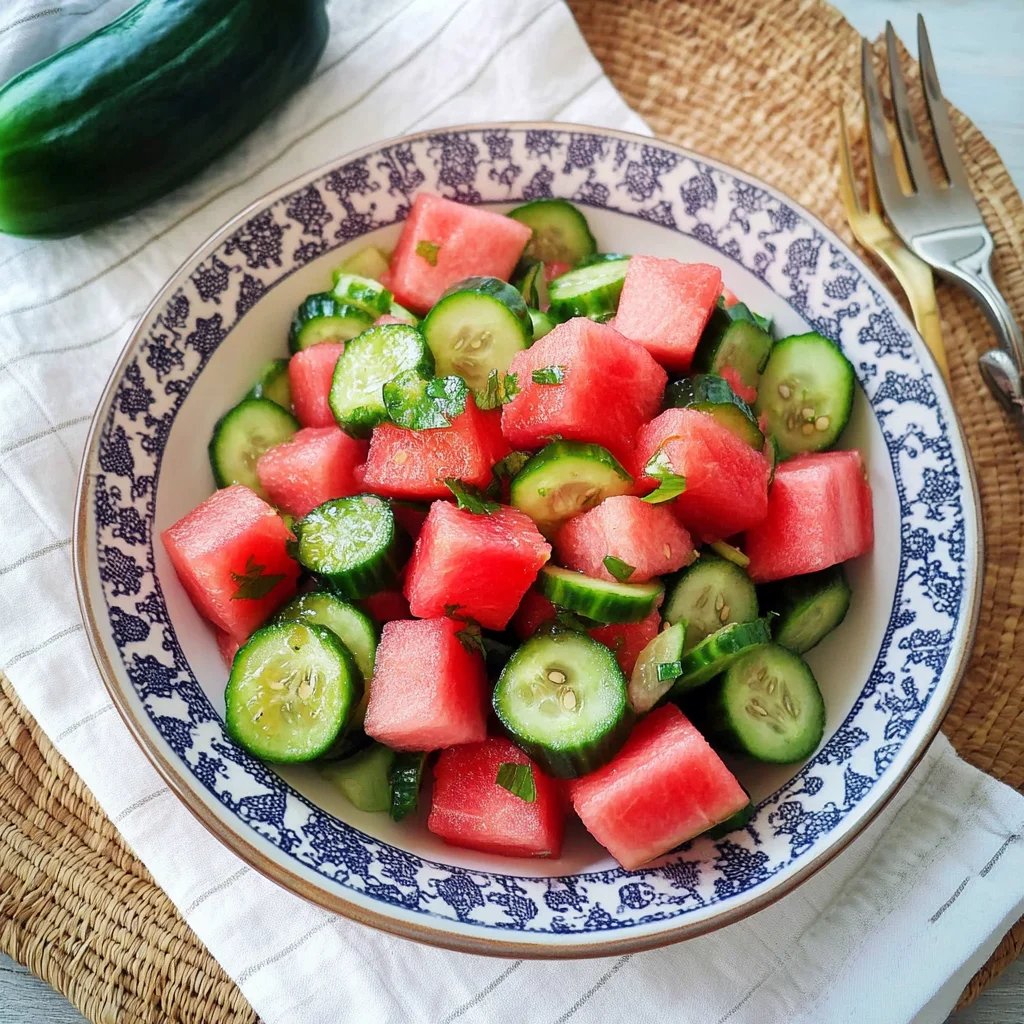 Watermelon Cucumber Jalapeño Salad