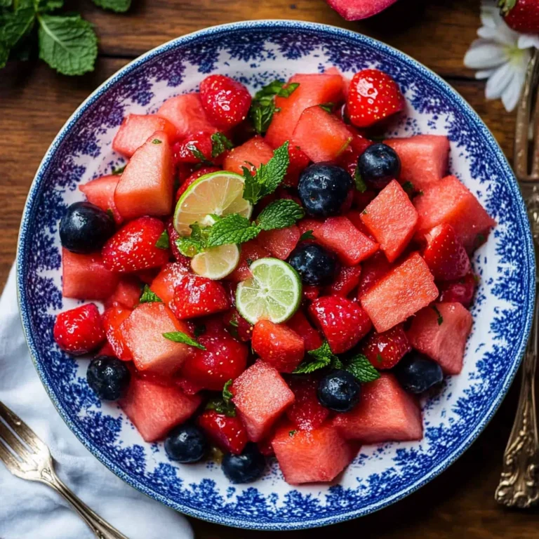 Watermelon Fruit Salad with Lime Mint Dressing