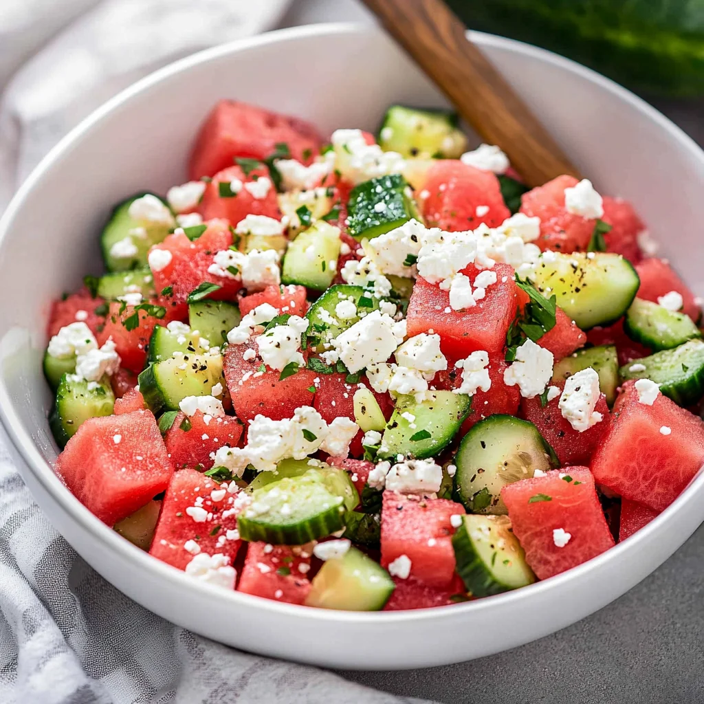Watermelon Salad with Cucumber and Feta