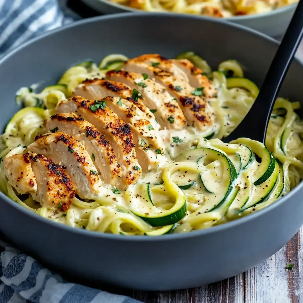Zucchini Noodle Chicken Alfredo