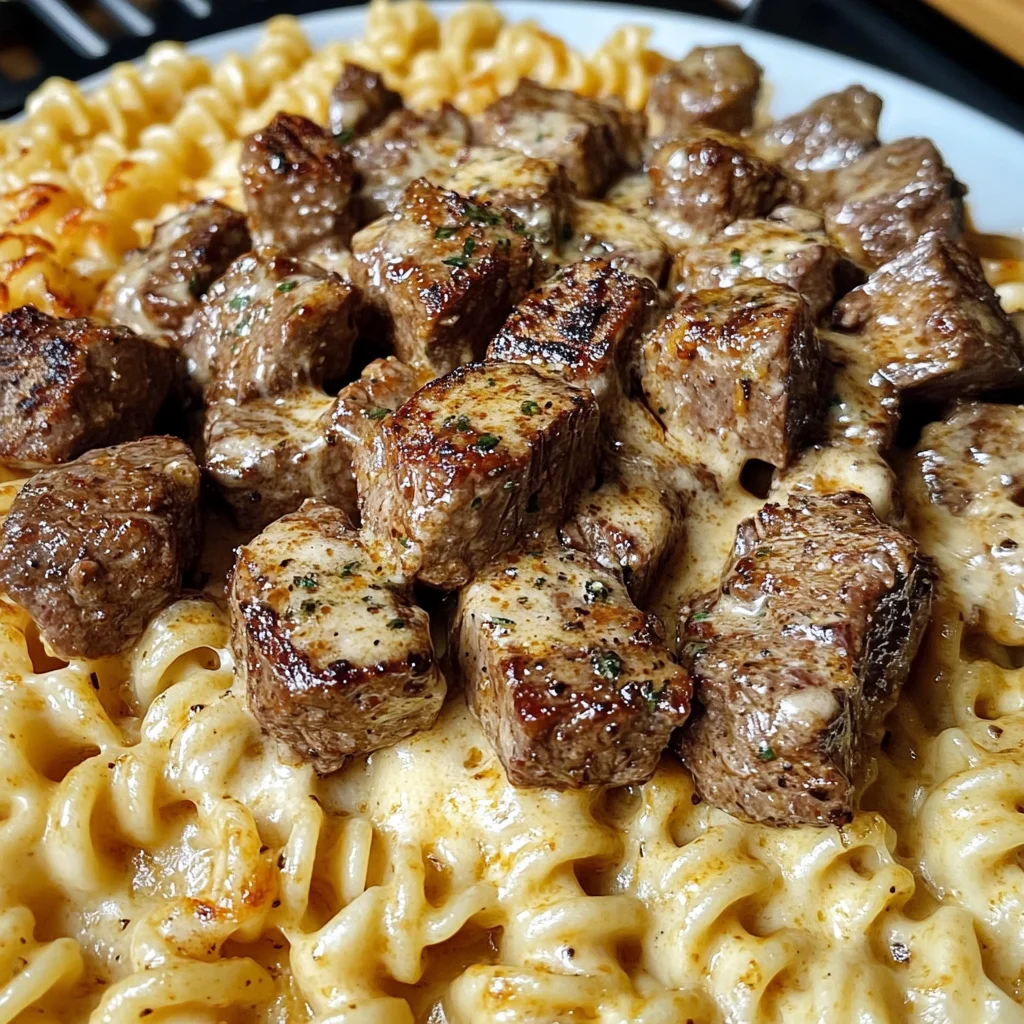 Cajun Steak Tips with Cheesy Parmesan Rotini