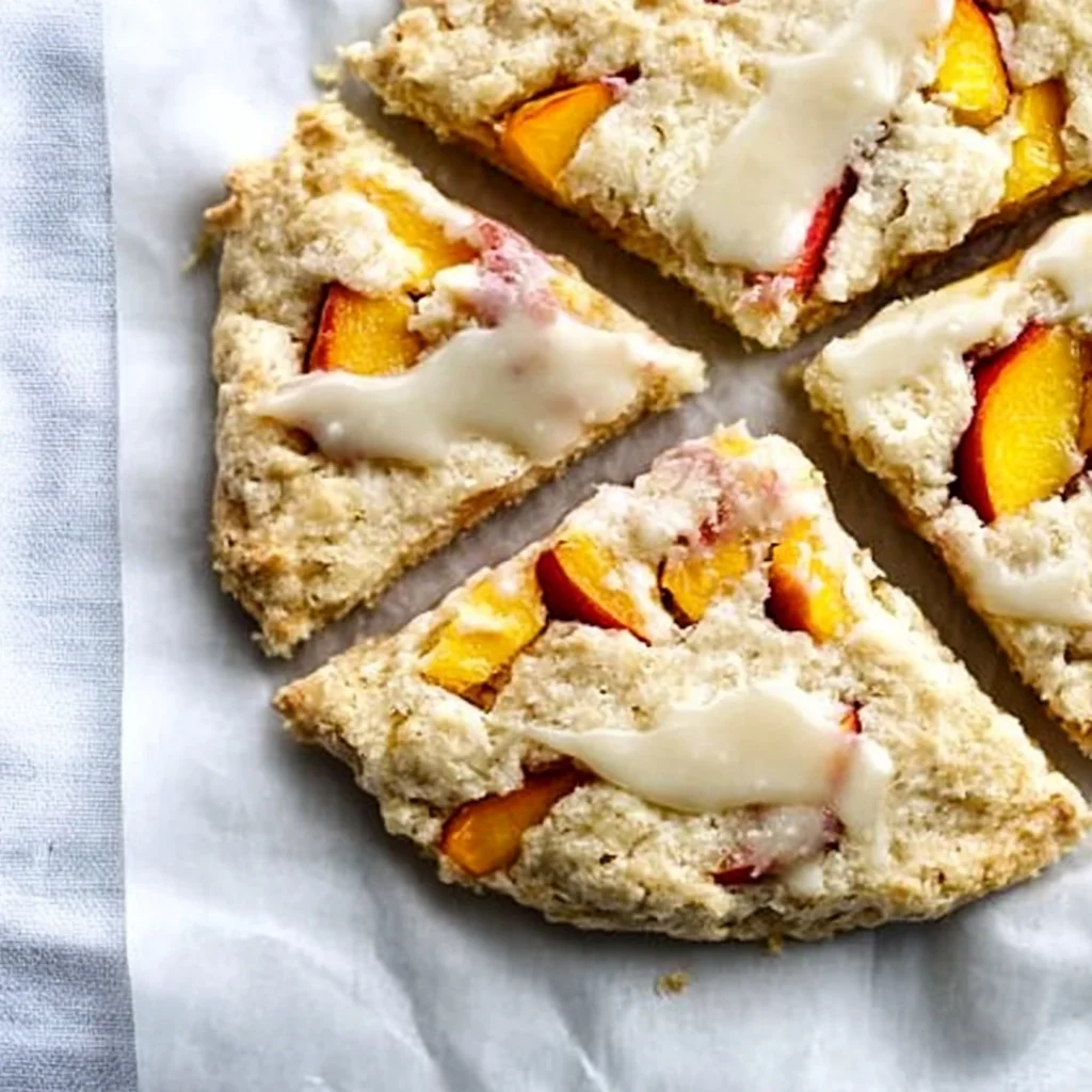 Peach Scones with Honey Vanilla Glaze