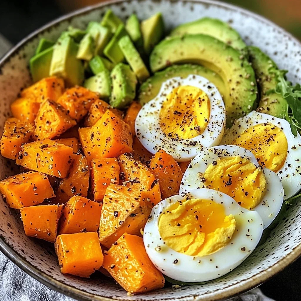 Avocado, Egg & Roasted Sweet Potato Bowl