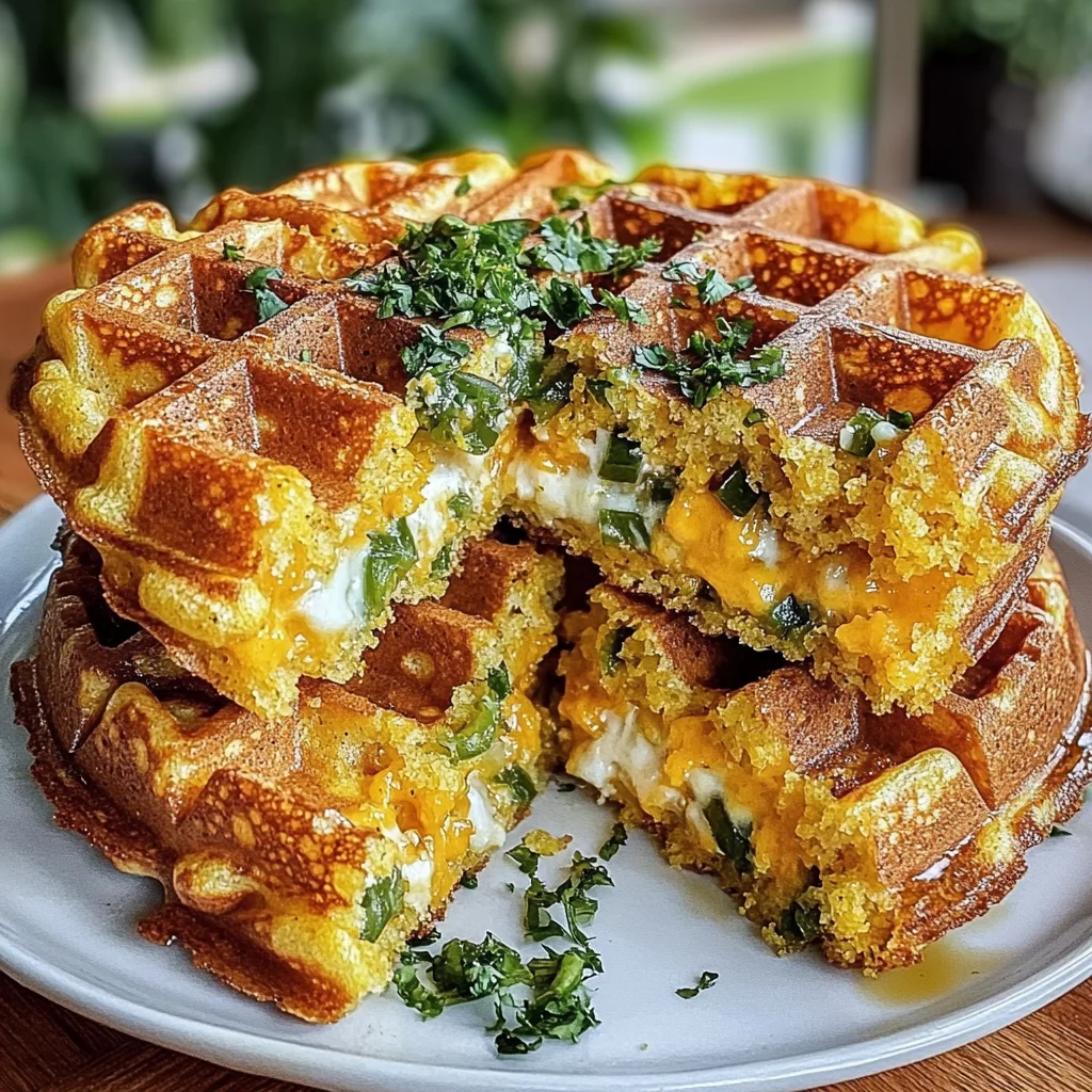 Cheddar Jalapeño Cornbread Waffles