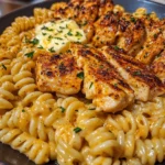Garlic Parmesan Chicken Twisted Pasta in Spicy Three-Cheese Cajun Sauce