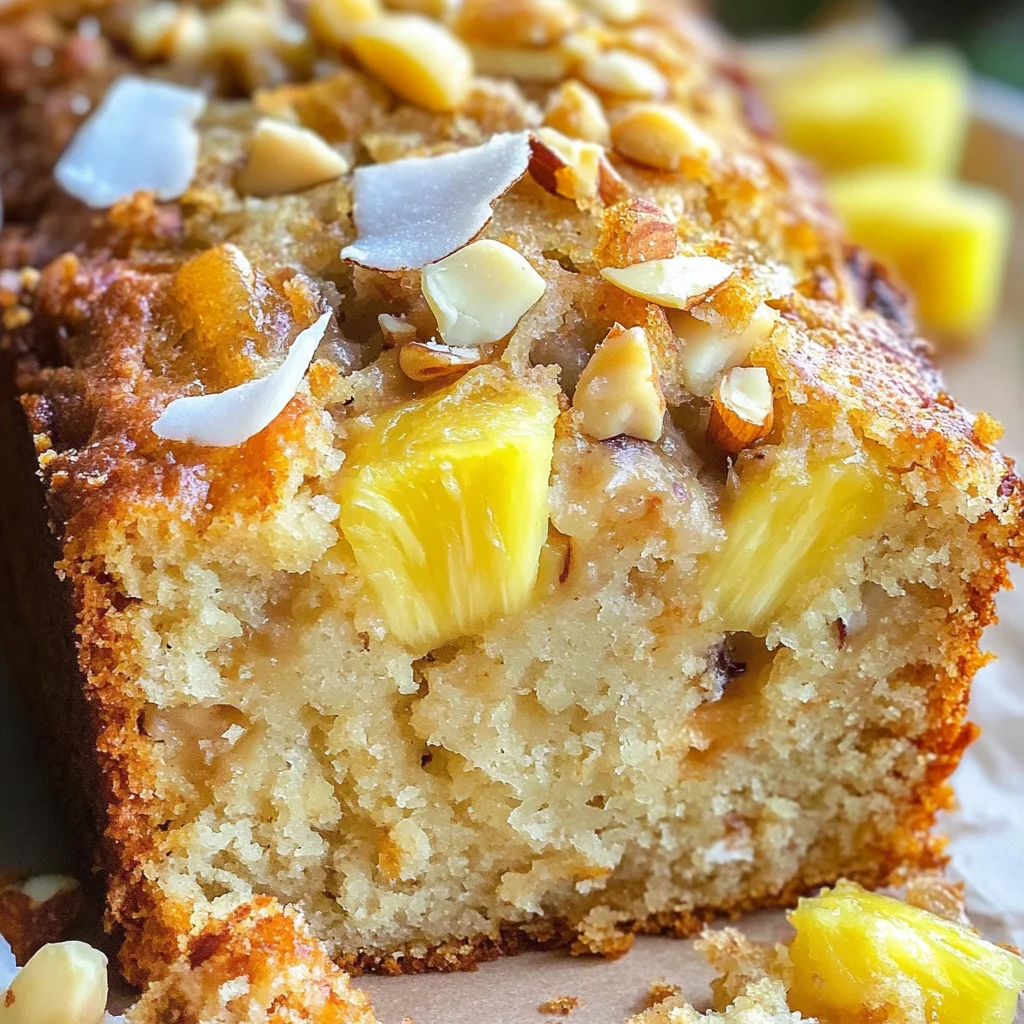 Hawaiian Banana Bread with Pineapple, Coconut & Macadamia Nuts
