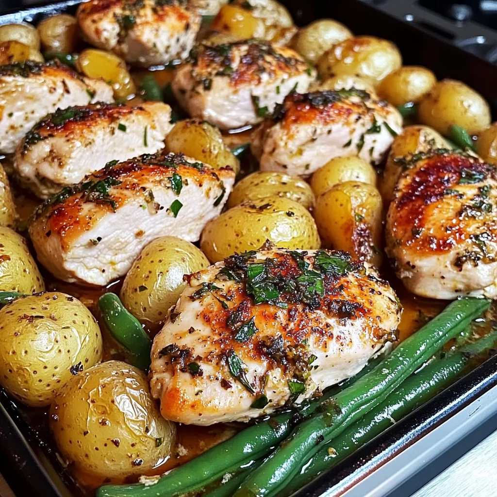 One-Pan Garlic Herb Chicken with Potatoes & Green Beans