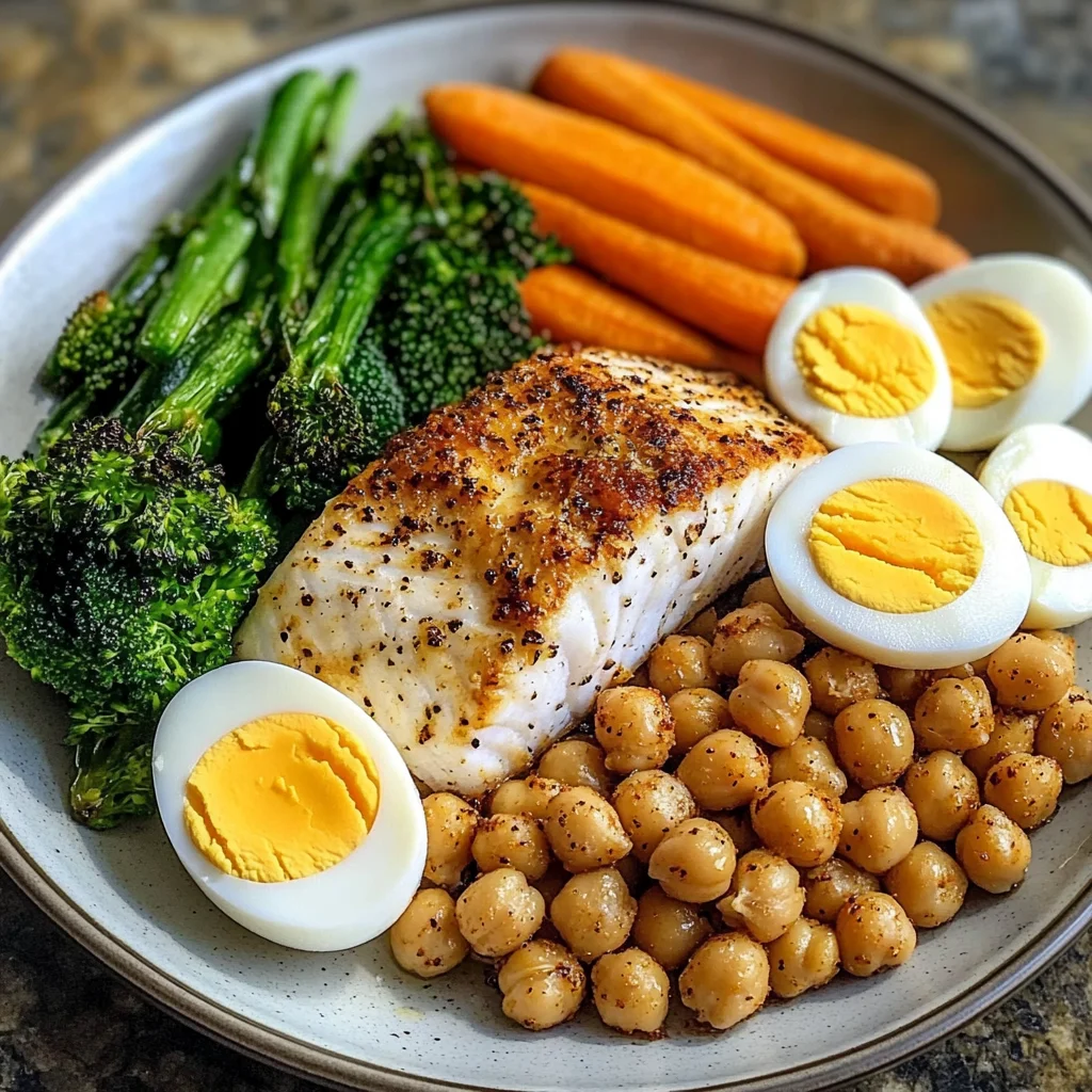 Protein Power Plate with Fish, Roasted Chickpeas & Veggies