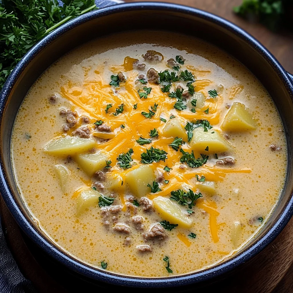 Cheesy Beef and Potato Soup
