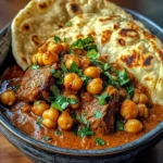 Coconut Lamb Curry with Chickpeas and Garlic Naan