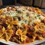 Creamy Baked Velveeta Bowtie Pasta with Italian Beef Marinara