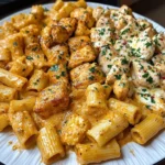 Creamy Cajun Garlic Butter Chicken Rigatoni with Mozzarella & Parmesan