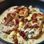 Creamy Cauliflower Alfredo with Chicken and Bacon