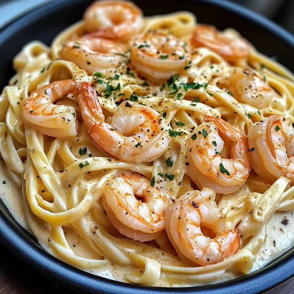 Creamy Garlic Shrimp Alfredo Pasta