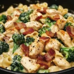 Decadent Garlic Butter Chicken Alfredo with Spinach, Bacon & Broccoli