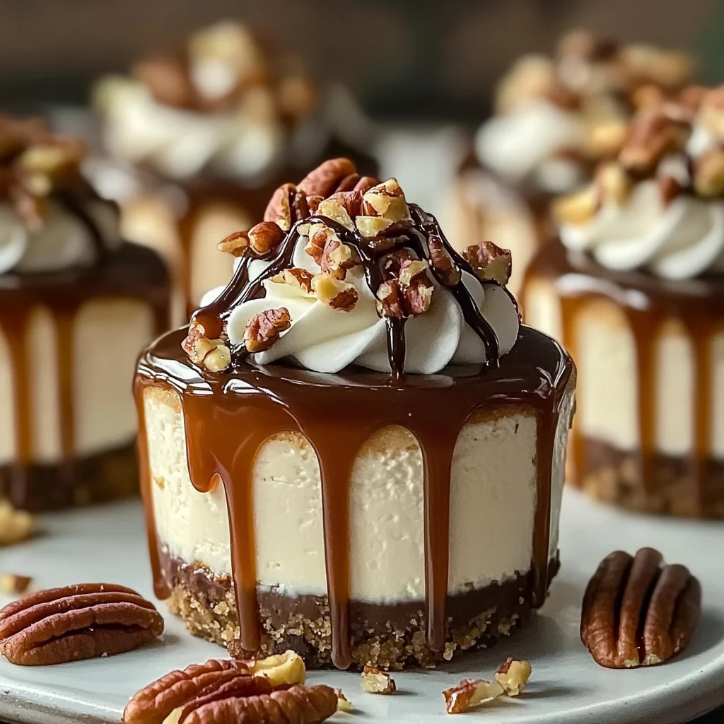 No Bake Turtle Mini Cheesecake