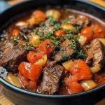 Slow-Baked Beef Casserole with Herbs and Tomatoes