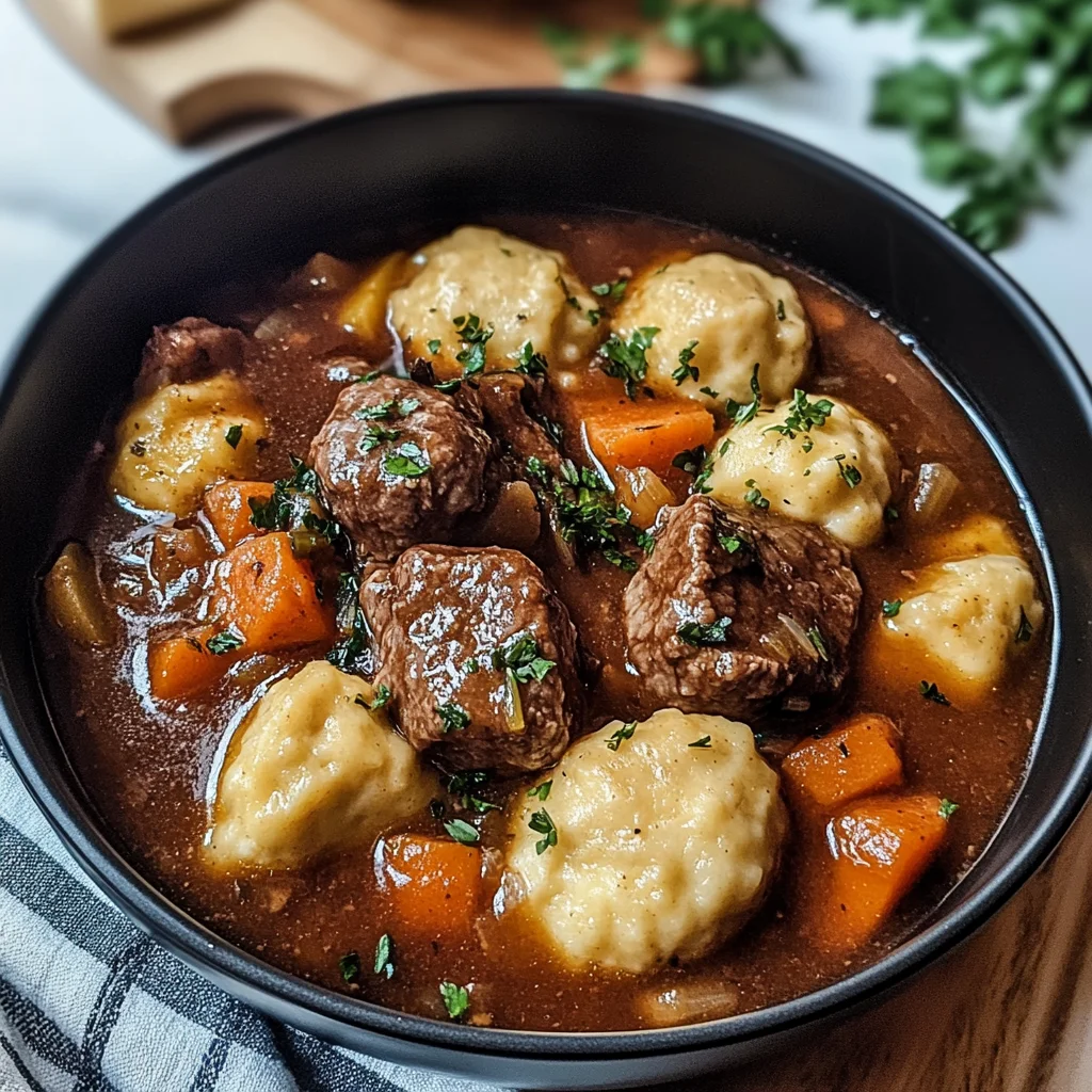 Tasty Beef Stew and Dumplings