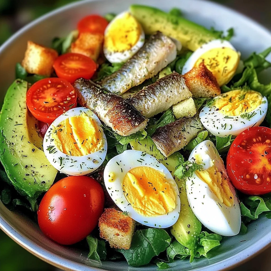 Avocado & Sardine Power Salad with Eggs