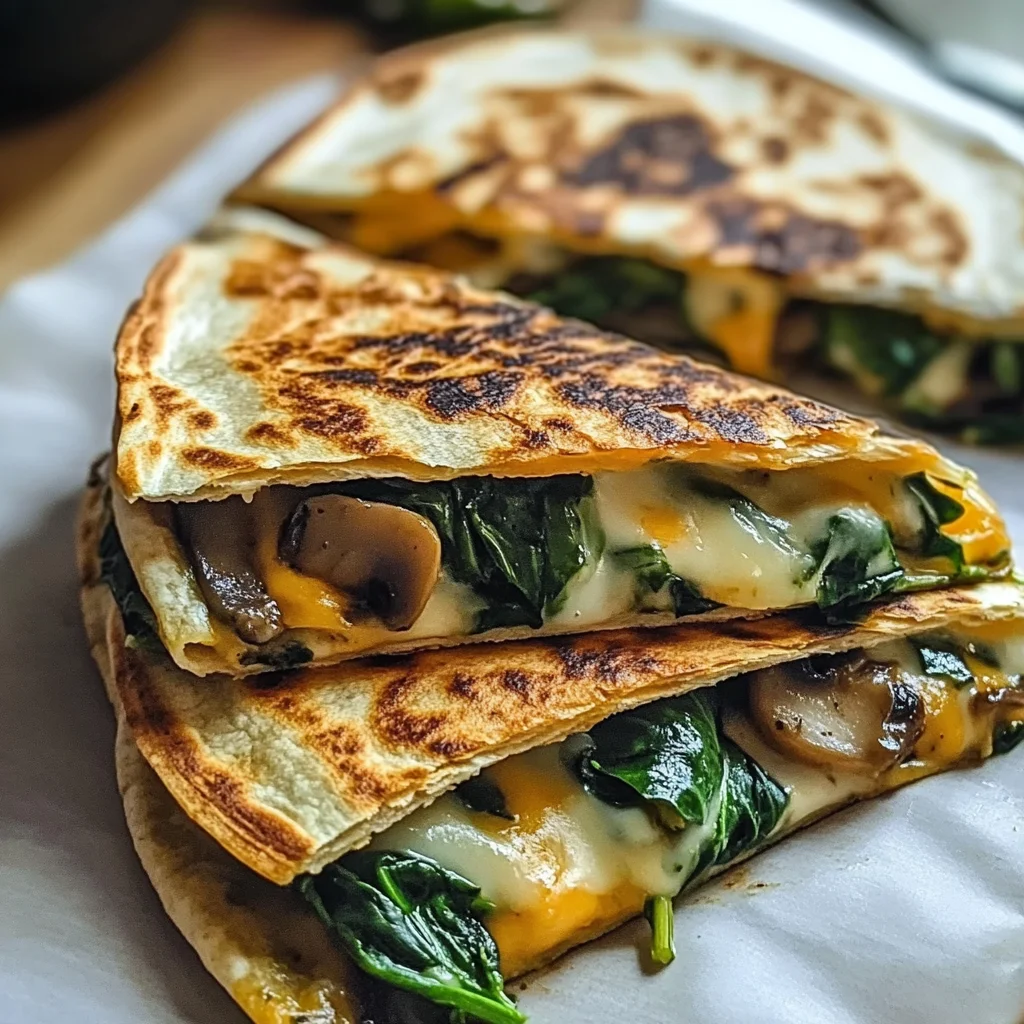 Baked Spinach Mushroom Quesadillas