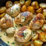 Creamy Garlic Chicken with Golden Baby Potatoes