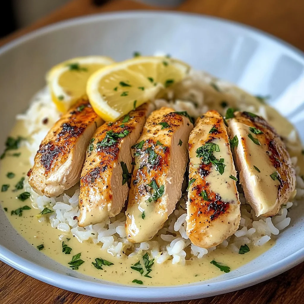 Creamy Lemon Garlic Chicken with Herb Rice