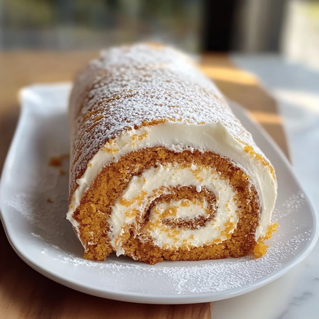 Fall Pumpkin Spice Roll Cake - theamazingfood
