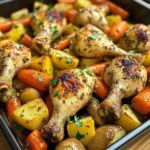 Garlic Herb Chicken Drumsticks with Roasted Veggies