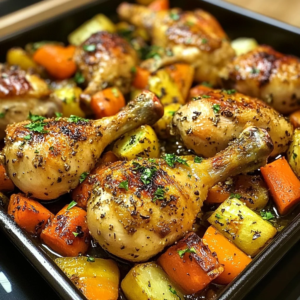 Garlic Herb Chicken Drumsticks with Veggies