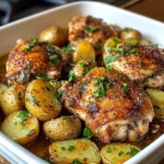 Garlic Herb Roasted Chicken Thighs with Baby Potatoes