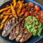 Grilled Chicken with Sweet Potato Fries & Chunky Guac