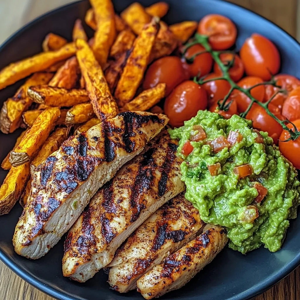 Grilled Chicken with Sweet Potato Fries & Chunky Guac