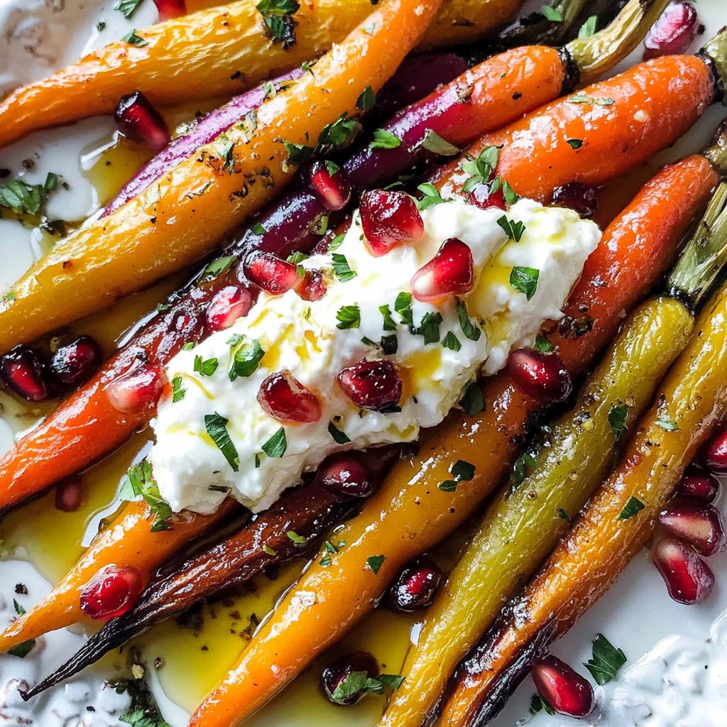 Honey Roasted Rainbow Carrots with Burrata and Pomegranate