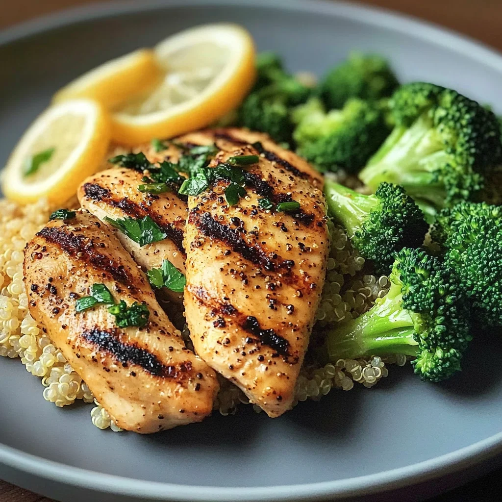 Lemon Pepper Grilled Chicken with Quinoa & Broccoli